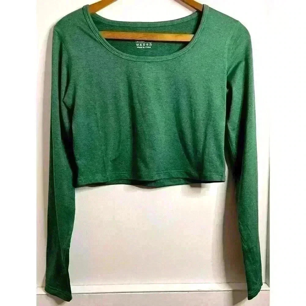 Dark Green Long Sleeved  VIOOH Crop Top Sized Medium